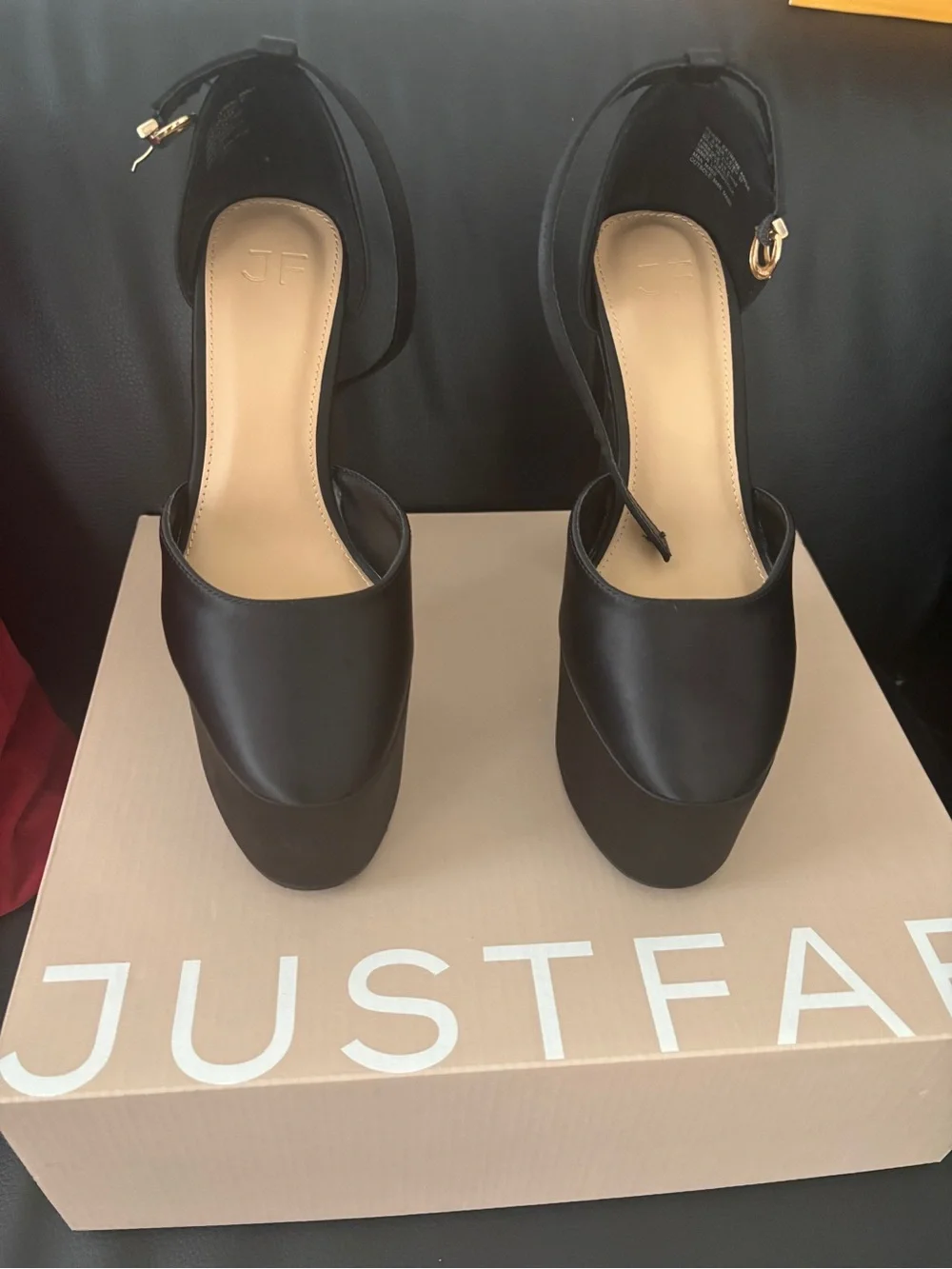 JustFab Black Platform Ankle-Strap Mary Janes